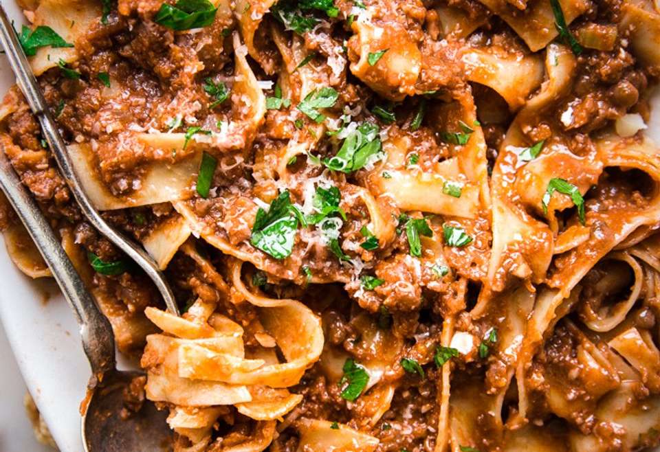 Mushroom & Lentil Pappardelle Bolognese